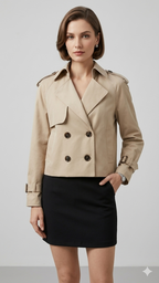 Court Trench - Ceinture - Double Boutonnage - Trench Beige - Trench Femme