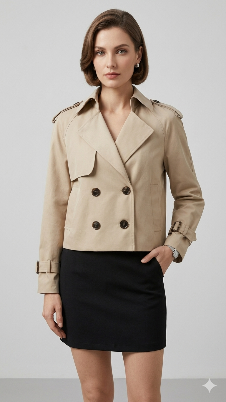 Court Trench - Ceinture - Double Boutonnage - Trench Beige - Trench Femme
