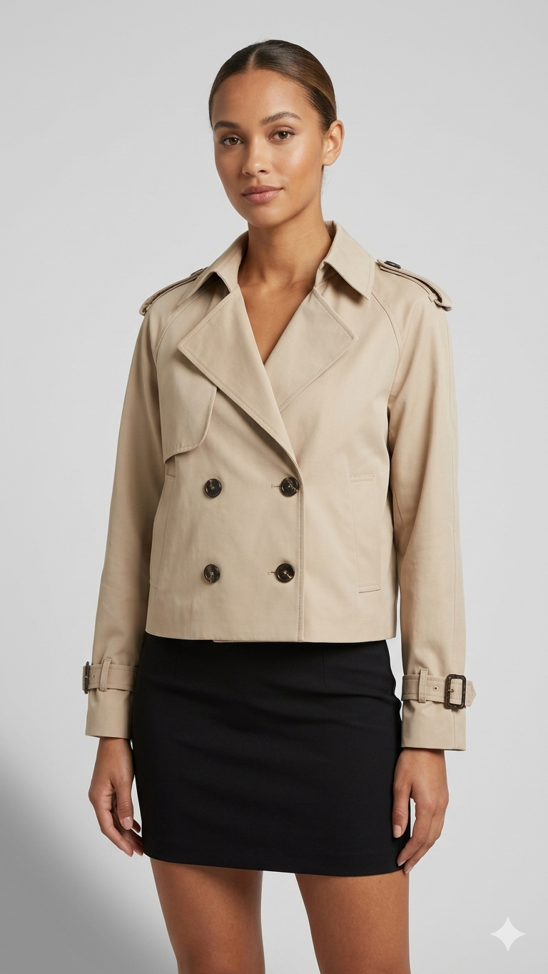 Court Trench - Ceinture - Double Boutonnage - Trench Beige - Trench Femme