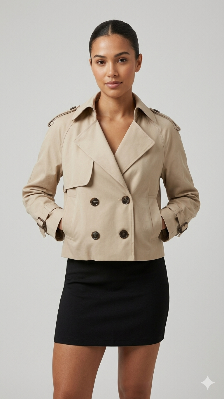 Court Trench - Ceinture - Double Boutonnage - Trench Beige - Trench Femme