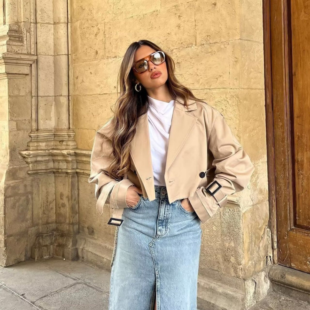 Court trench – ceinture – double boutonnage – trench court – veste femme