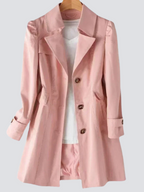 Trench-coat beige pour femme au design contemporain