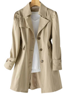 Trench-coat beige pour femme au design contemporain
