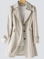 Trench-coat beige pour femme au design contemporain