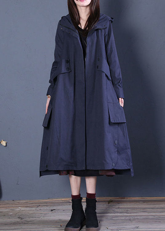 Trench-coat zippé à capuche pour femme