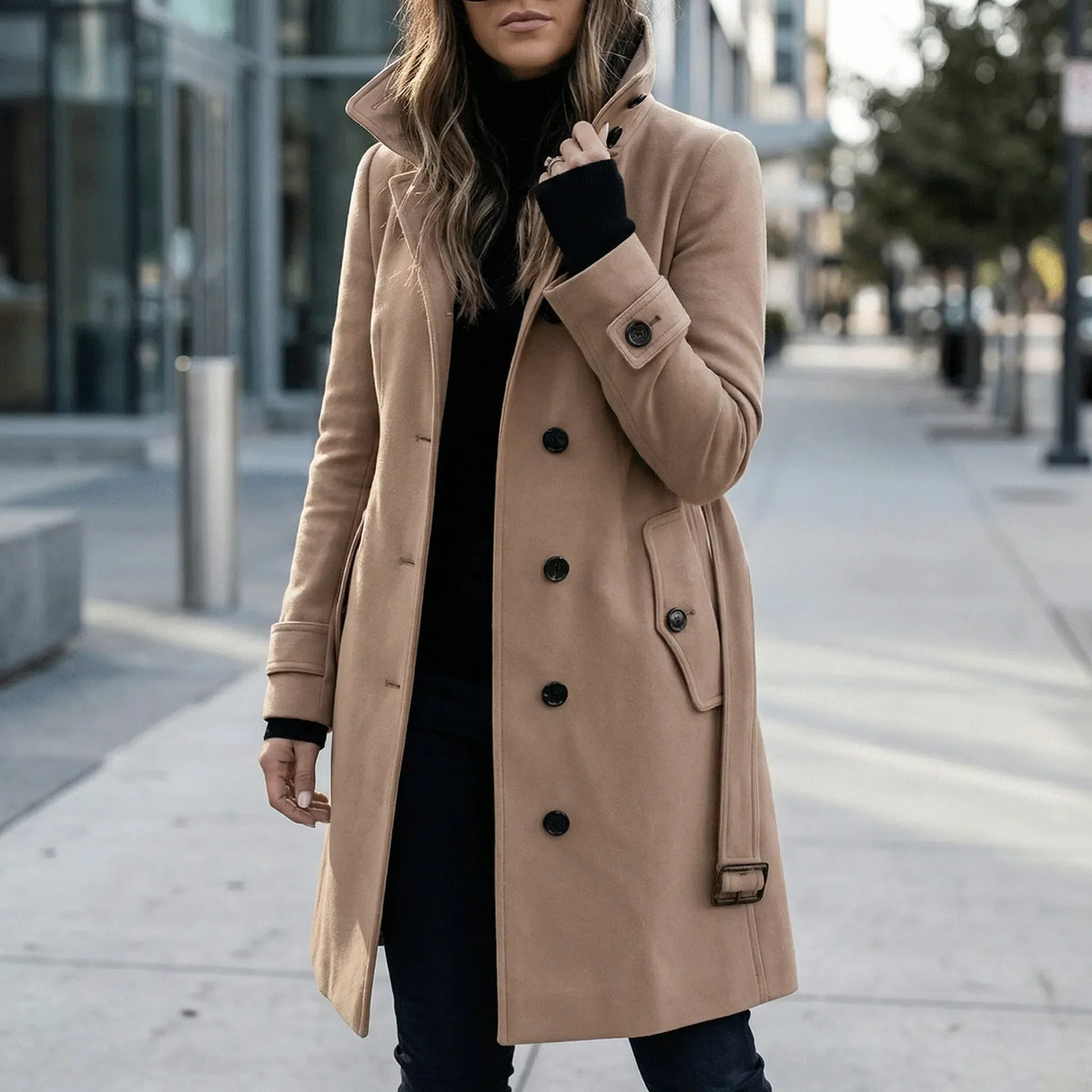 Long trench-coat ajusté à la taille - Alicia