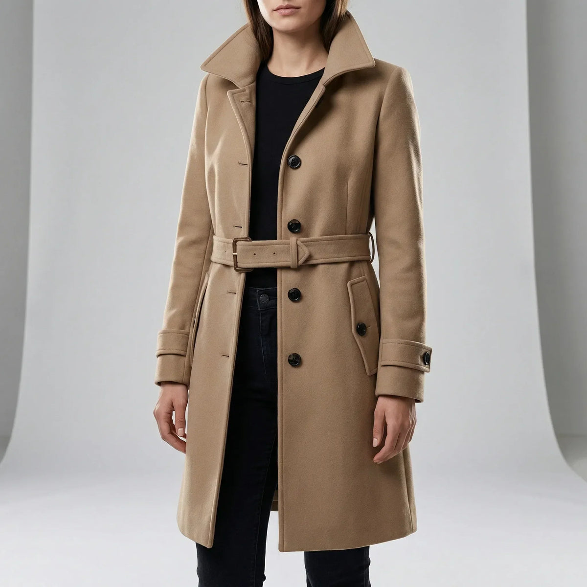 Long trench-coat ajusté à la taille - Alicia