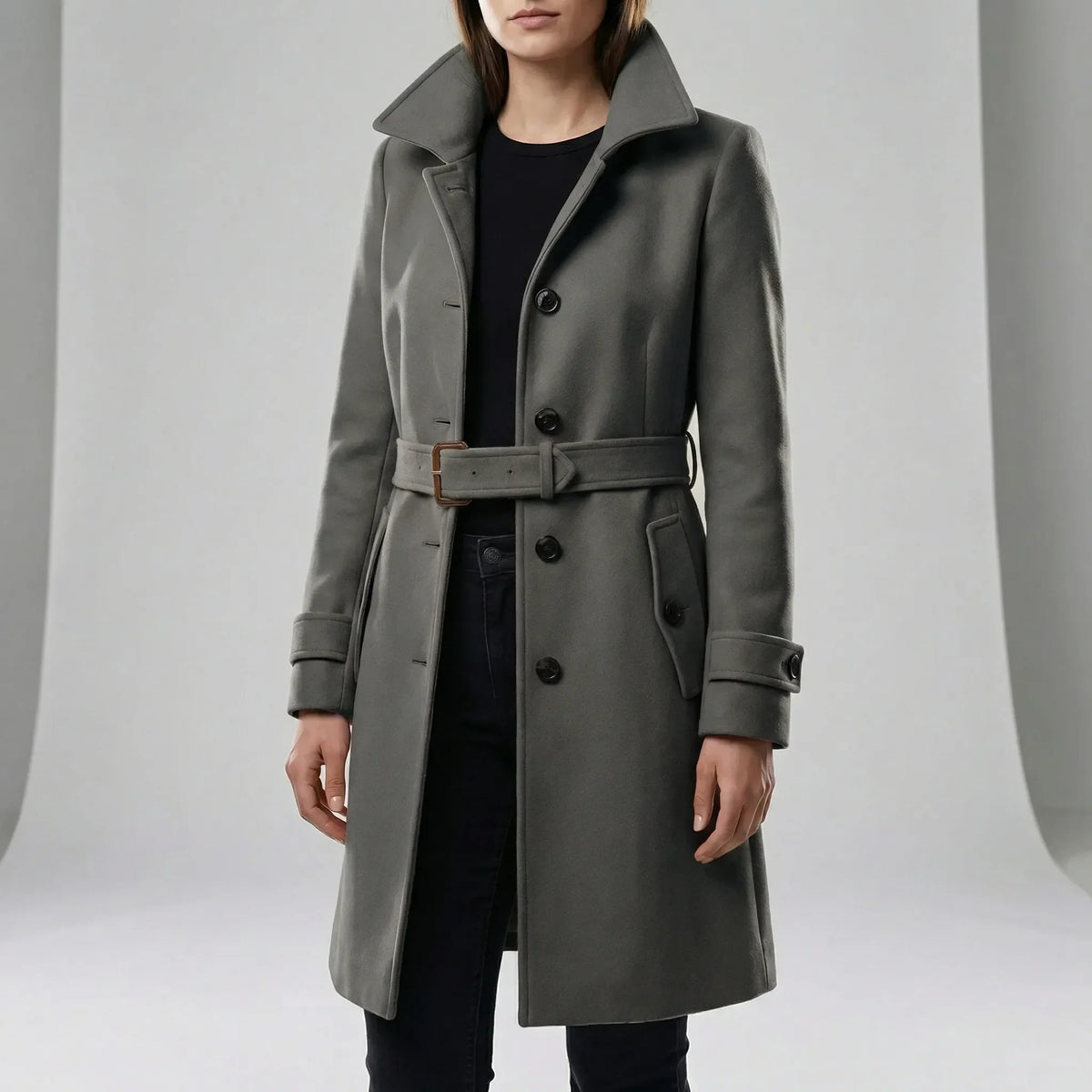Long trench-coat ajusté à la taille - Alicia