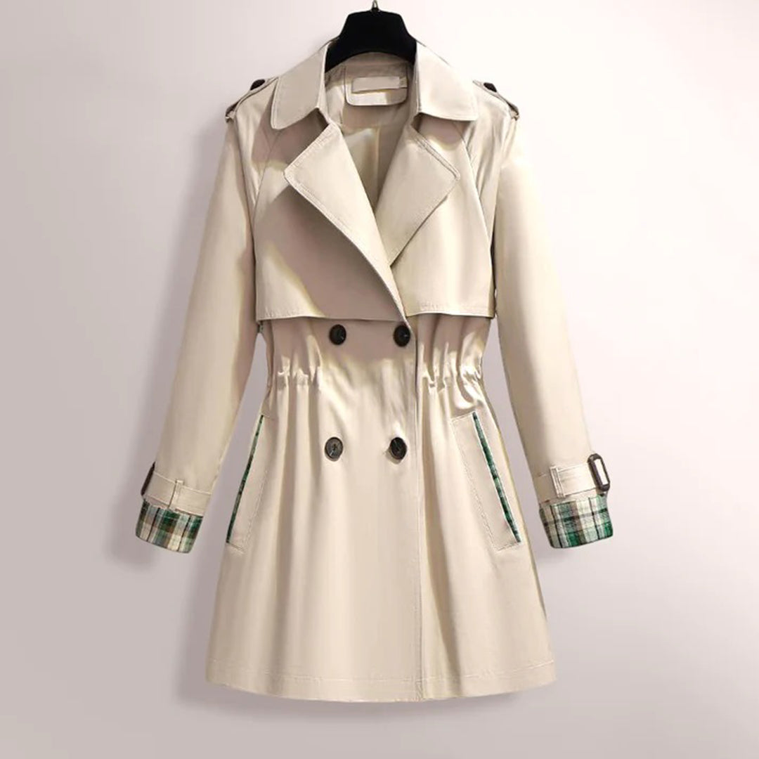 Trench-coat - Double boutonnage - Col en V - Manteau mi-long - Trench-coat pour femme