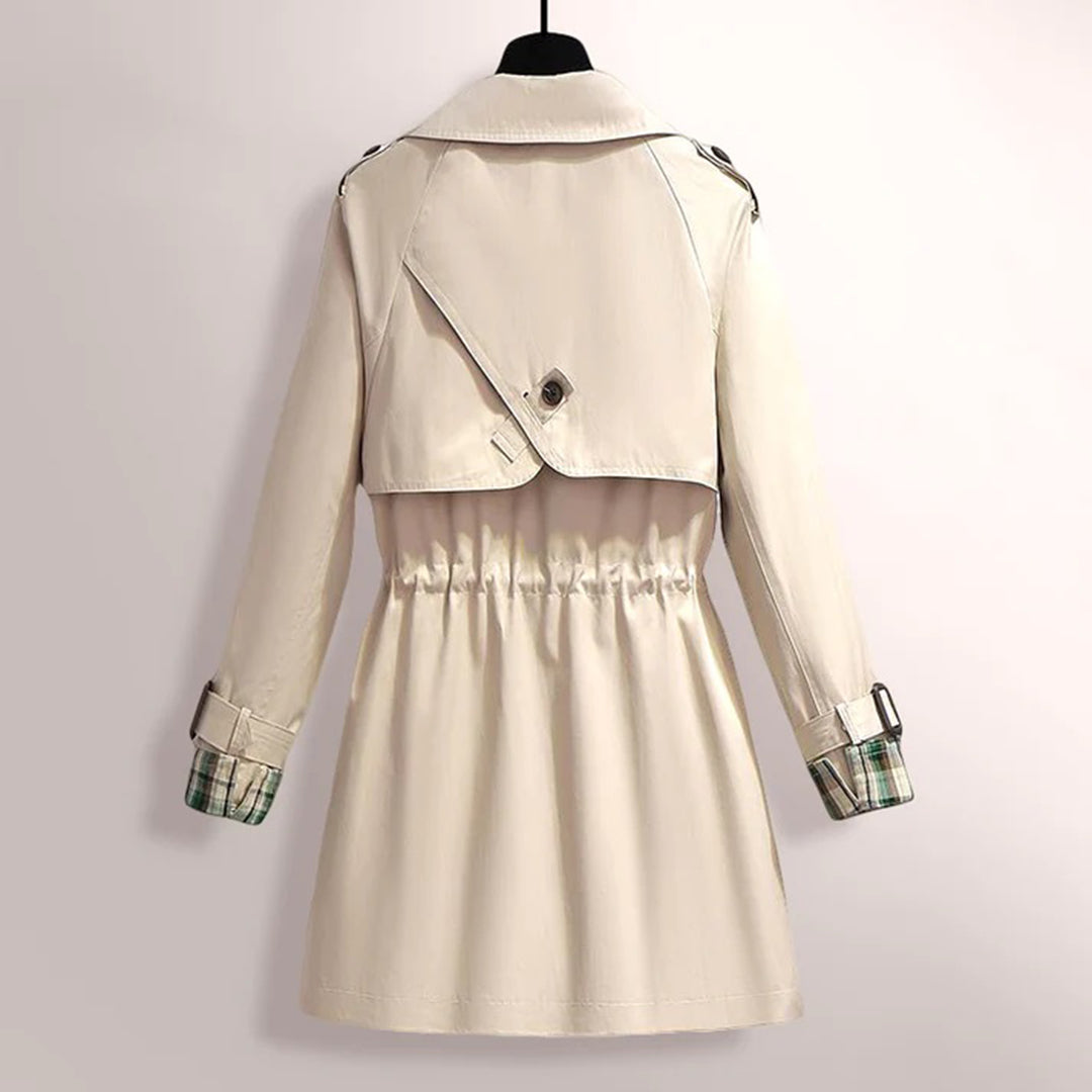 Trench-coat - Double boutonnage - Col en V - Manteau mi-long - Trench-coat pour femme