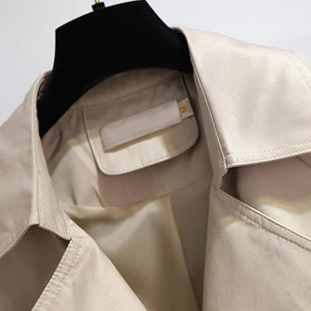 Trench-coat - Double boutonnage - Col en V - Manteau mi-long - Trench-coat pour femme