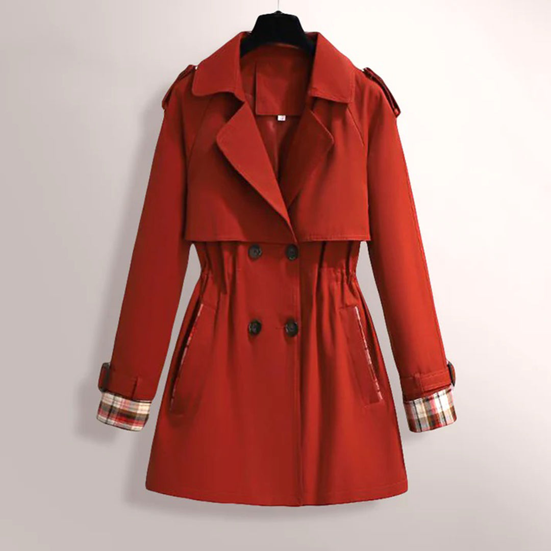 Trench-coat - Double boutonnage - Col en V - Manteau mi-long - Trench-coat pour femme