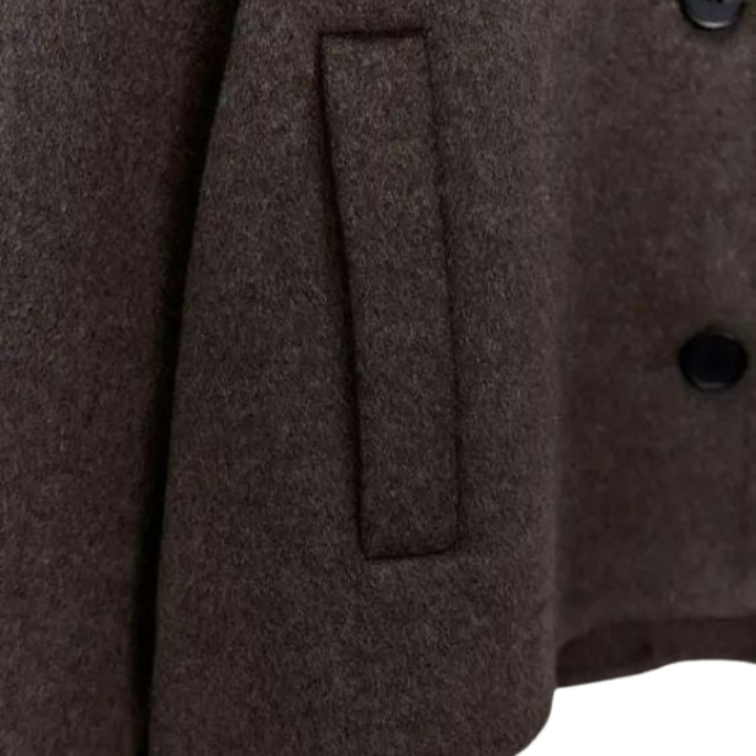 Veste en laine | Boutonnage simple | Coupe ample | Manteau court en laine | Trench-coat en laine pour femmes