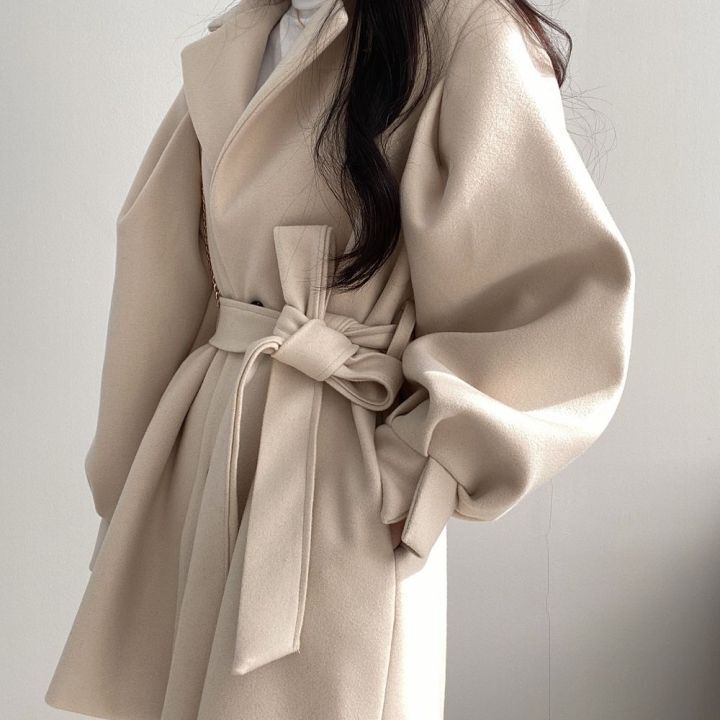 Manteau en laine | Mi-long | Simple boutonnage | Trench en laine | Vestes pour femme