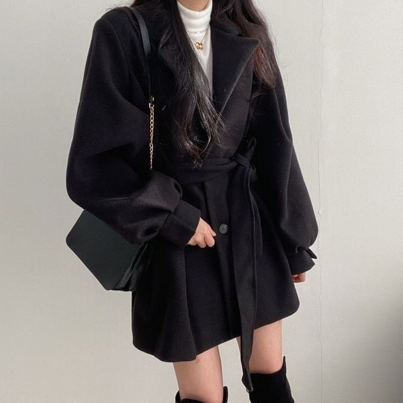 Manteau en laine | Mi-long | Simple boutonnage | Trench en laine | Vestes pour femme