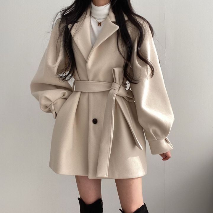 Manteau en laine | Mi-long | Simple boutonnage | Trench en laine | Vestes pour femme