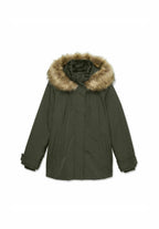 Ellen, mörkgrön parkas med huva, produktbild