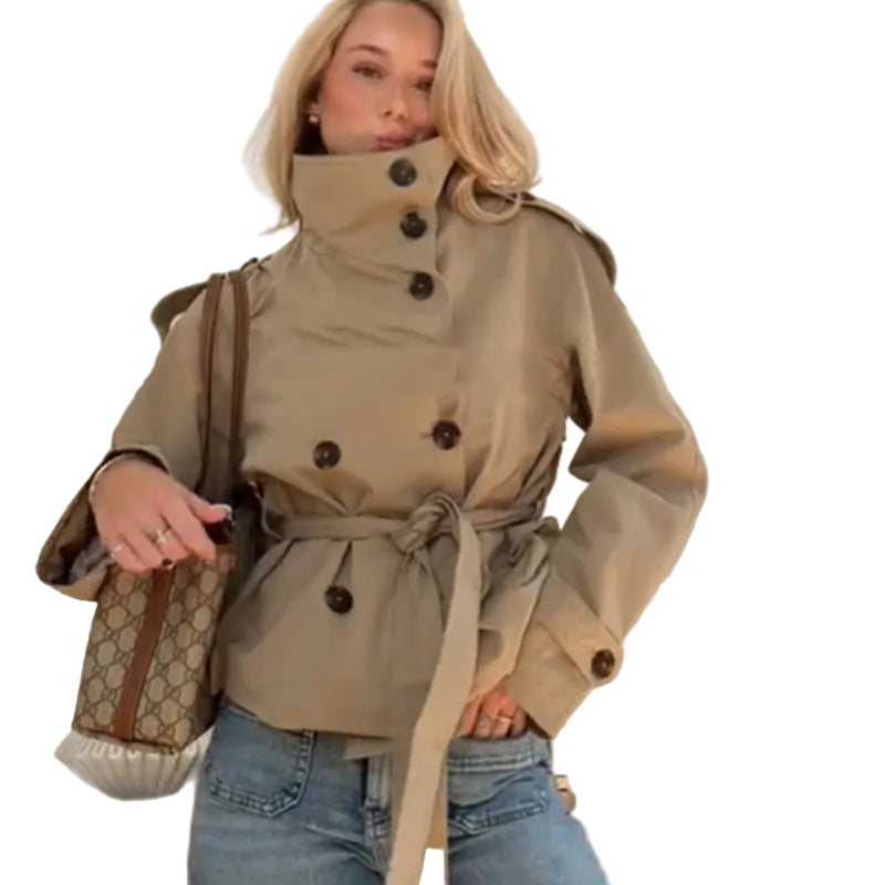 Trench-coat cintré pour femme avec poches pratiques
