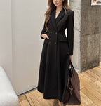 Trench-coat longue pour femme à double boutonnage classique